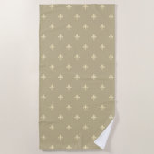 Gold Fleur-de-Lis Latte Brown Strandtuch (Vorderseite)