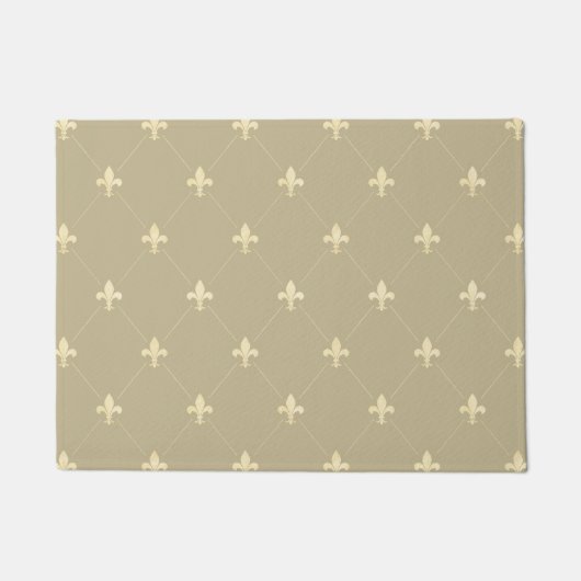 Gold Fleur-de-Lis Light Brown 18x24 Fußmatte (Vorderseite)