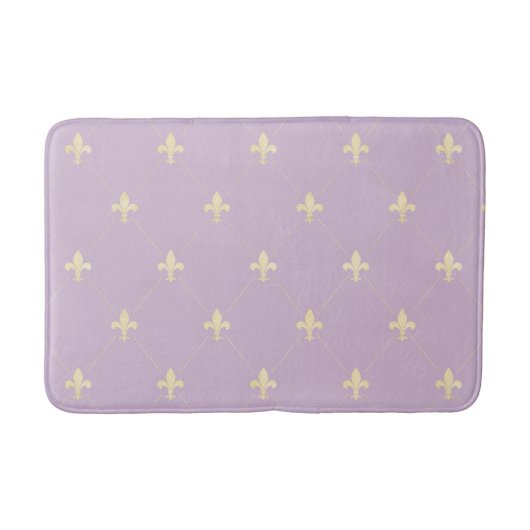 Gold Fleur-de-Lis Lilac Badematte (Vorderseite)