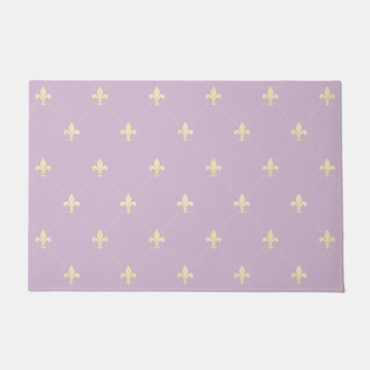 Gold Fleur-de-Lis Lilac Fußmatte (Vorderseite)