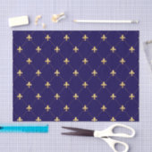 Gold Fleur-de-Lis Midnight Blue Seidenpapier (Handwerk)