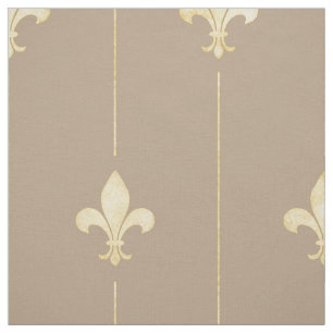 Gold Fleur-de-Lis mit Lines Brown (groß) Stoff