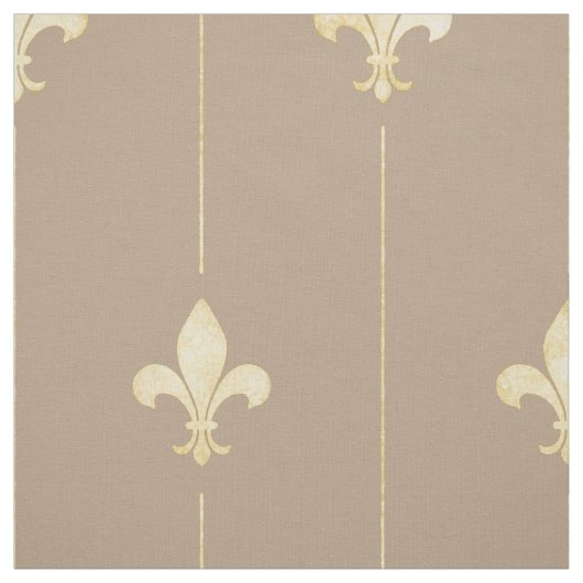 Gold Fleur-de-Lis mit Lines Brown (groß) Stoff (Muster)