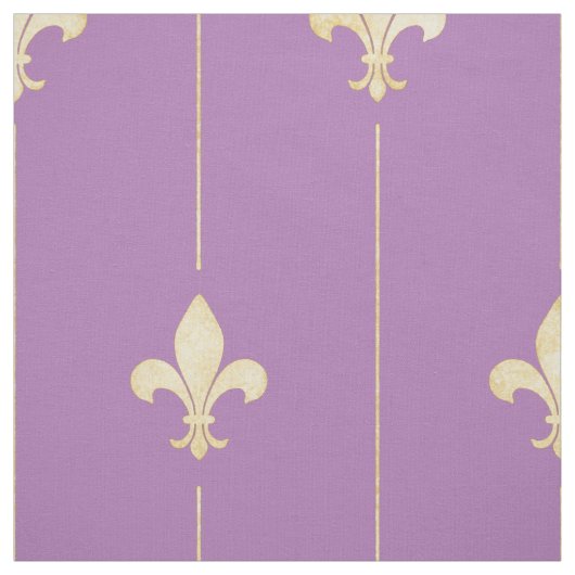 Gold Fleur-de-Lis mit Lines Lilac (groß) Stoff (Muster)