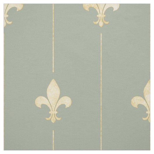 Gold Fleur-de-Lis mit Lines Sage (groß) Stoff (Muster)