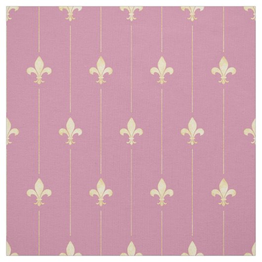 Gold Fleur-de-Lis mit Rosa (kleiner Maßstab) Stoff (Muster)