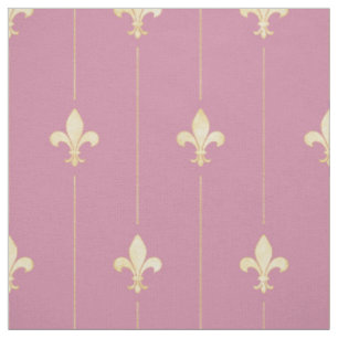Gold Fleur-de-Lis mit Rosa (mittlerer Maßstab) Stoff