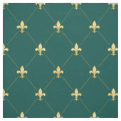 Gold Fleur-de-Lis (mittlerer Maßstab) Aquamarin Gr Stoff (Muster)