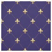 Gold Fleur-de-Lis (mittlerer Maßstab) Midnight Blu Stoff (Muster)
