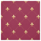 Gold Fleur-de-Lis (mittlerer Maßstab) Roter Wein Stoff (Muster)