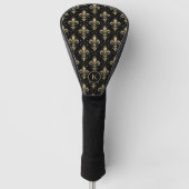 Gold Fleur-de-lis nahtloses Muster auf schwarz Golf Headcover (Vorderseite)