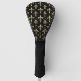 Gold Fleur-de-lis nahtloses Muster auf schwarz Golf Headcover