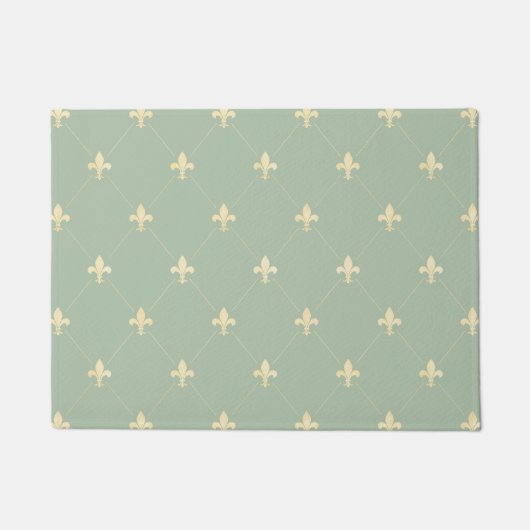Gold Fleur-de-Lis Sage 18x24 Fußmatte (Vorderseite)