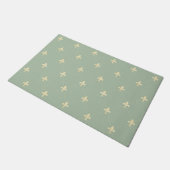 Gold Fleur-de-Lis Sage Fußmatte (Schrägansicht)