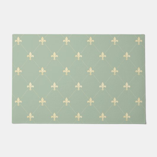 Gold Fleur-de-Lis Sage Fußmatte (Vorderseite)
