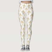 Gold fleur-de-lis seamless pattern on white leggings (Vorderseite)