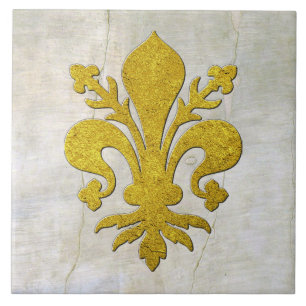 Gold Fleur-de-lis Vintag Plaster Look Fliese