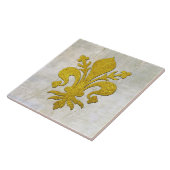 Gold Fleur-de-lis Vintag Plaster Look Fliese (Seite)