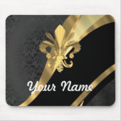 Gold Fleur de Lys auf Schwarzem Mousepad (Vorne)