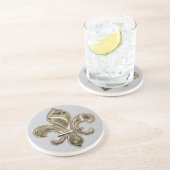Gold Fleur de Lys Pattern Sandstone Untersetzer (Seite)