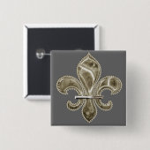 Gold Fleur de Lys Square Button (Vorne & Hinten)