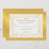 Gold Flora Blisterkarte Einladung (Vorne/Hinten)