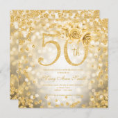 Gold Floral 50. Geburtstag Glam Lights (Vorne/Hinten)