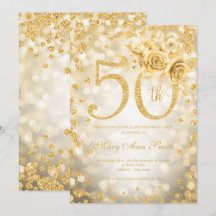 Gold Floral 50. Geburtstag Glam Lights