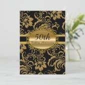 Gold Floral 50. Hochzeitstag Einladung (Stehend Vorderseite)