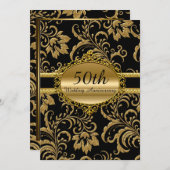 Gold Floral 50. Hochzeitstag Einladung (Vorne/Hinten)