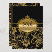 Gold Floral 50. Hochzeitstag Einladung (Vorne/Hinten)