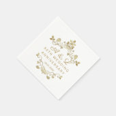 Gold Floral 50. Hochzeitstag Serviette (Ecke)