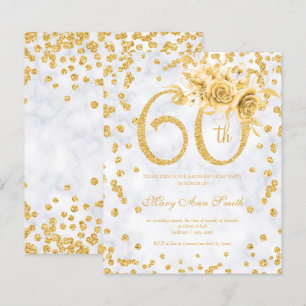 Gold Floral 60. Geburtstag Glam Marmor