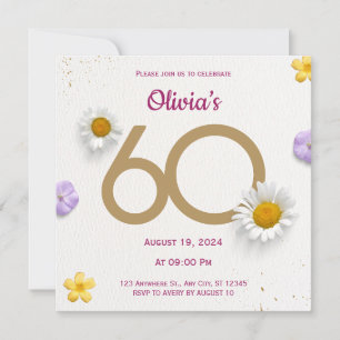 Gold Floral 60. Geburtstagskarte Save the Date