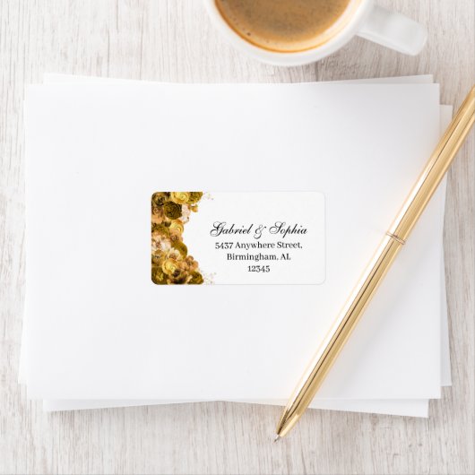 Gold Floral Address Label Adressaufkleber (Insitu)