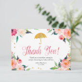 Gold Floral April Dusche Danke Karte (Stehend Vorderseite)