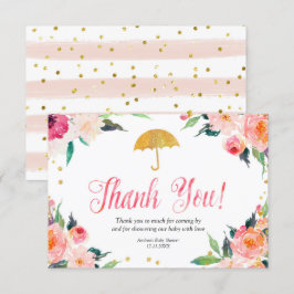 Gold Floral April Dusche Danke Karte