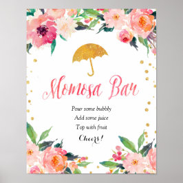 Gold Floral April Dusche Momosa Bar Poster