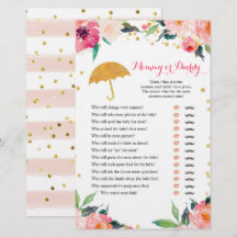 Gold Floral April Duschen Mommy oder Daddy