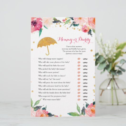 Gold Floral April Duschen Mommy oder Daddy (Stehend Vorderseite)