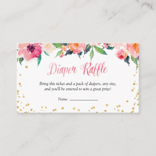 Gold Floral April Duschschlürcher Raffle Begleitkarte (Vorderseite)