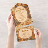 Gold Floral Art Nouveau Wedding All In One Einladung (Abreißen)