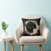 Gold Floral auf Black Monogram Wedding Kissen (Stuhl )