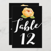 Gold Floral auf Black Wedding Tischnummer Card (Vorne/Hinten)