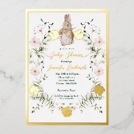 Gold Floral Baby Bunny Baby Dusche Folieneinladung