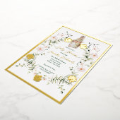 Gold Floral Baby Bunny Baby Dusche Folieneinladung (Gedreht)