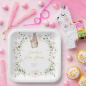Gold Floral Baby Bunny Baby Dusche Pappteller (Party)