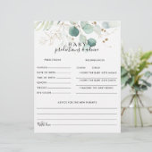 Gold Floral Baby Predictions and Advice Cards (Stehend Vorderseite)