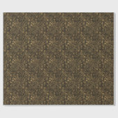 Gold Floral Baroque Pattern on Black Geschenkpapier (Flach)