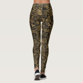 Gold Floral Baroque Pattern on Black Leggings (Rückseite)